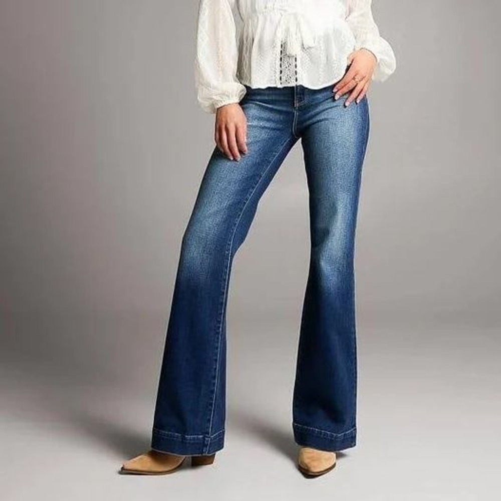BKE Billie Slim Fit High Rise Trouser Stretch Women's 27x34 Blue Denim Cotton